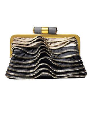 Suede and patent leather clutch, Yves Saint Laurent