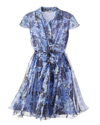 Blue, Dress, Sleeve, Textile, Pattern, One-piece garment, Formal wear, Collar, Style, Electric blue, 
