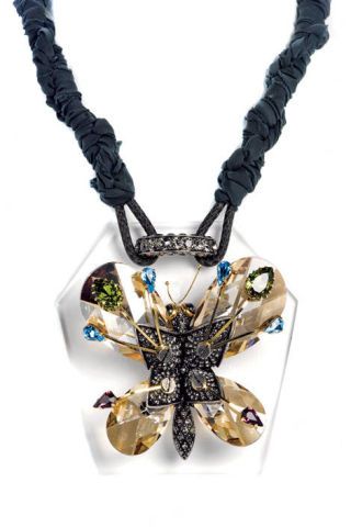 necklace with crystal butterfly