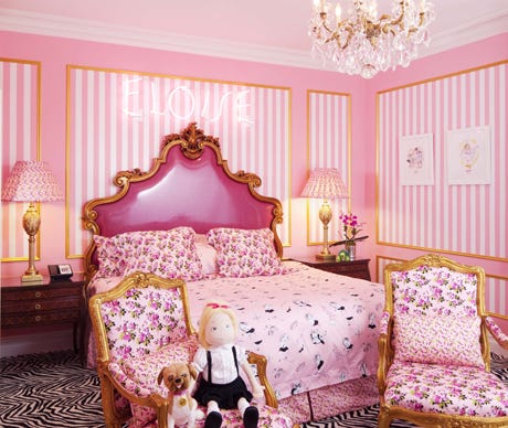 There S No Room For Cartwheels In Betsey Johnson Eloise Suite Yesterday Afternoon Betsey Johnson Revealed Her Eloise Suite At New York S Plaza Hotel The Room On 18th Floor Is Covered In Pink