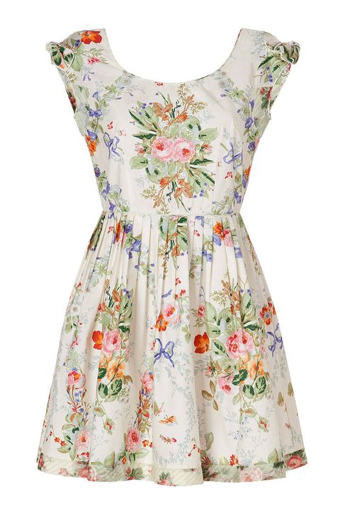 anna sui cotton floral print dress in cream multi