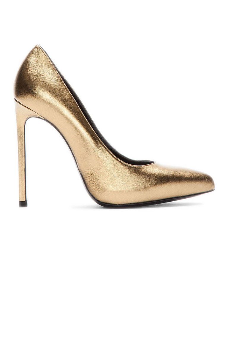 gold pointed toe heels