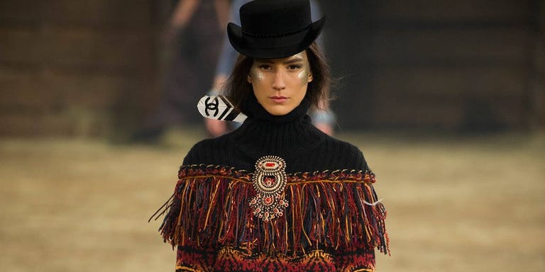 When Chanel Does A Take On The Bolo Tie You Know Western Look Is Officially Trending Say Hi Yo To Fringe Ruffles And Over Knee Cowboy Boots When Chanel Does A Take On The Bolo Tie You Know Western Look Is Officially Trending Say Hi Yo To Fringe Ruffles And Over Knee Cowboy Boots