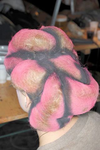 Hairstyle, Textile, Magenta, Pink, Purple, Wool, Thread, Hair coloring, Braid, Woolen, 