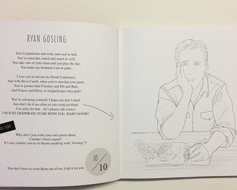 Ryan Gosling Coloring Book Colour Me Good Swooooon Mel Elliott