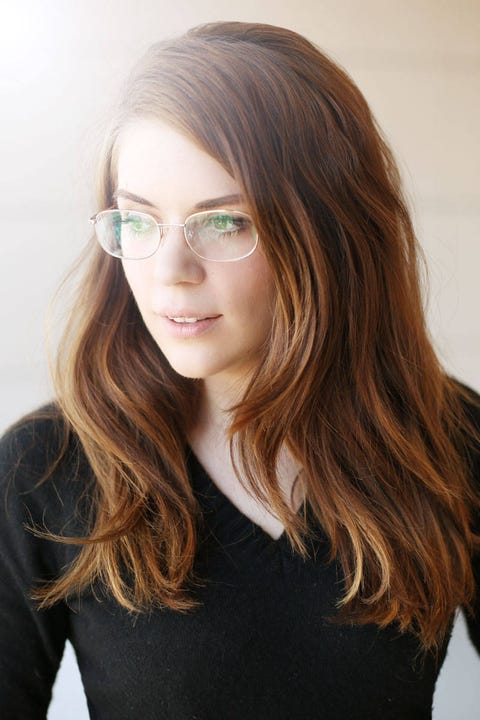 Hair, Face, Hairstyle, Eyewear, Blond, Eyebrow, Hair coloring, Brown hair, Beauty, Long hair, 