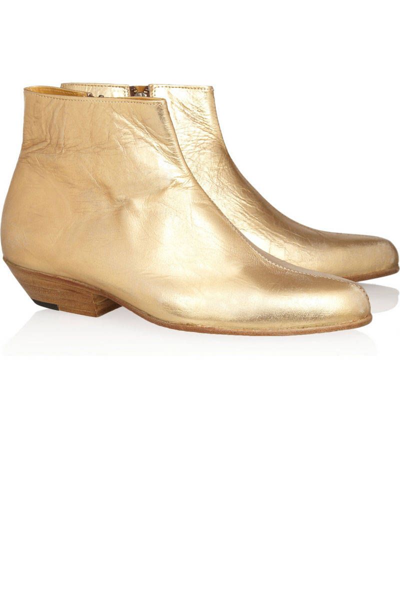 gold ankle boots womens