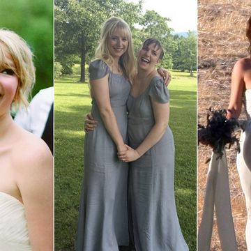 Photograph, Dress, Gown, Clothing, Bride, Wedding dress, Bridal party dress, Bridal clothing, Formal wear, Shoulder, 
