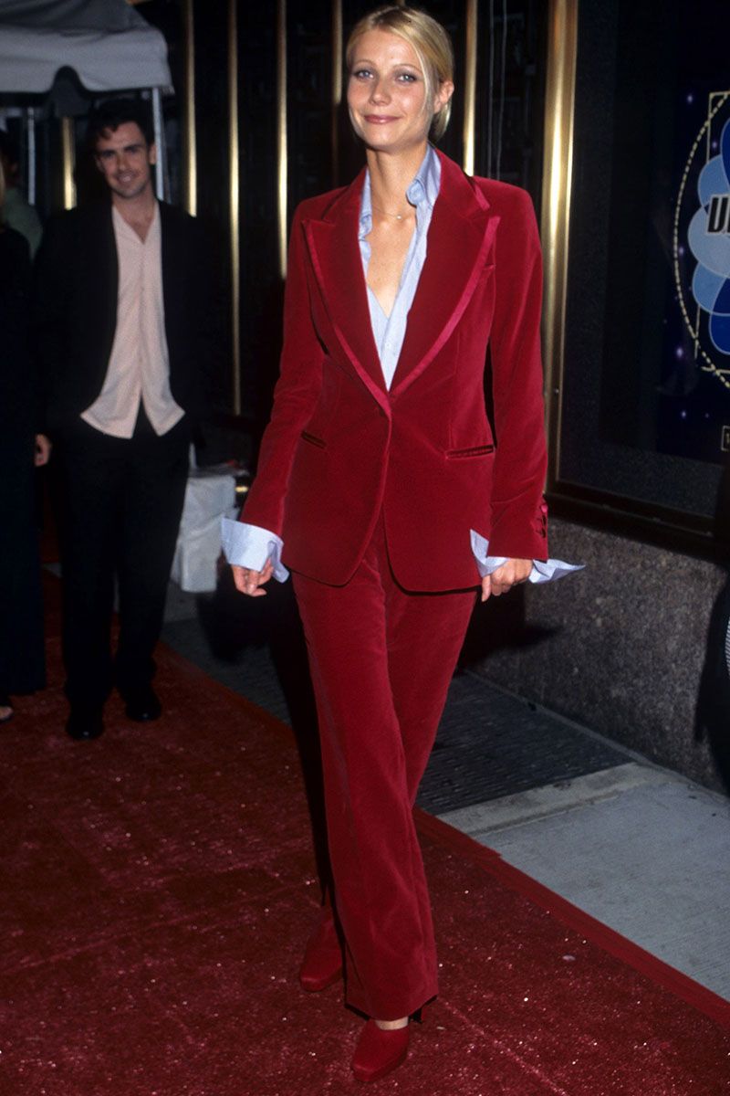 red trouser suits for ladies