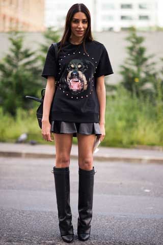 Givenchy Dog T-Shirt Chanel Boots
