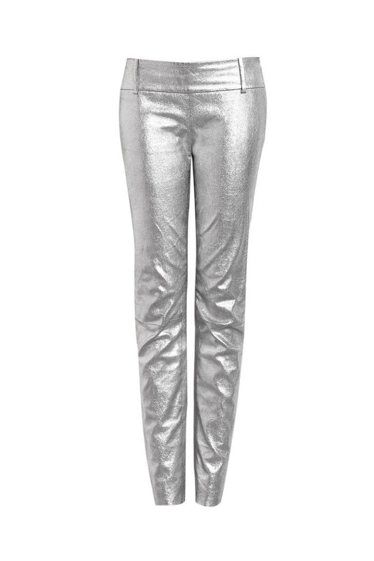 silver leather pants