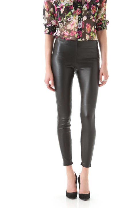 dark green leather leggings