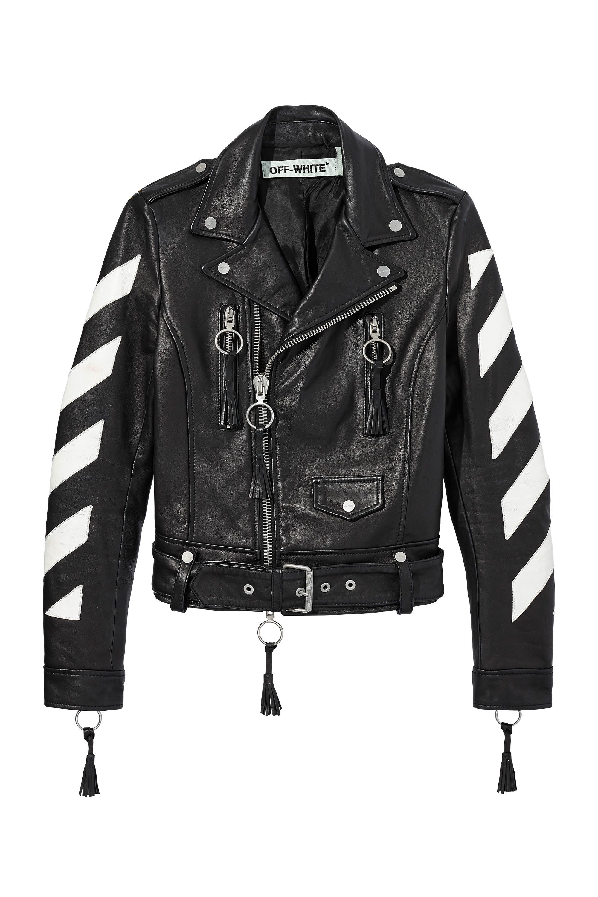 Leather jacket Off-White Black size L International in Leather