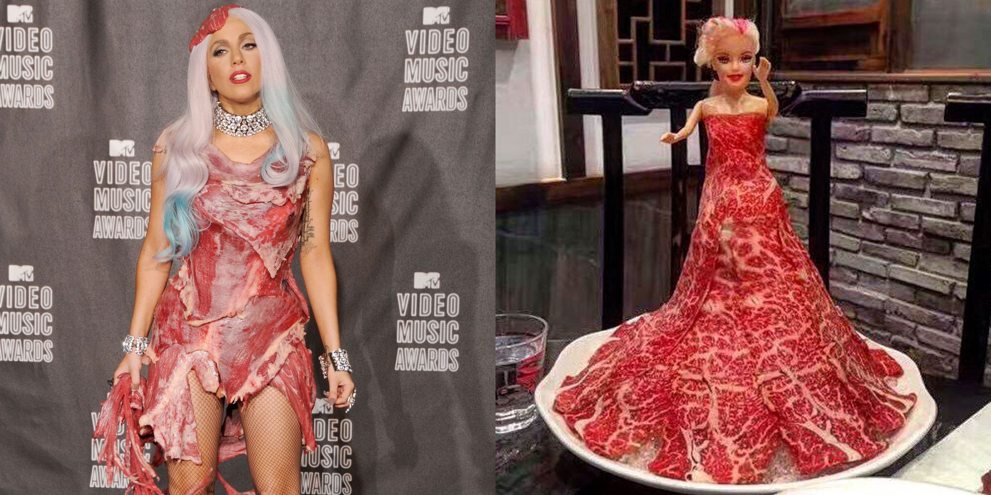 Gaga meat dress costume