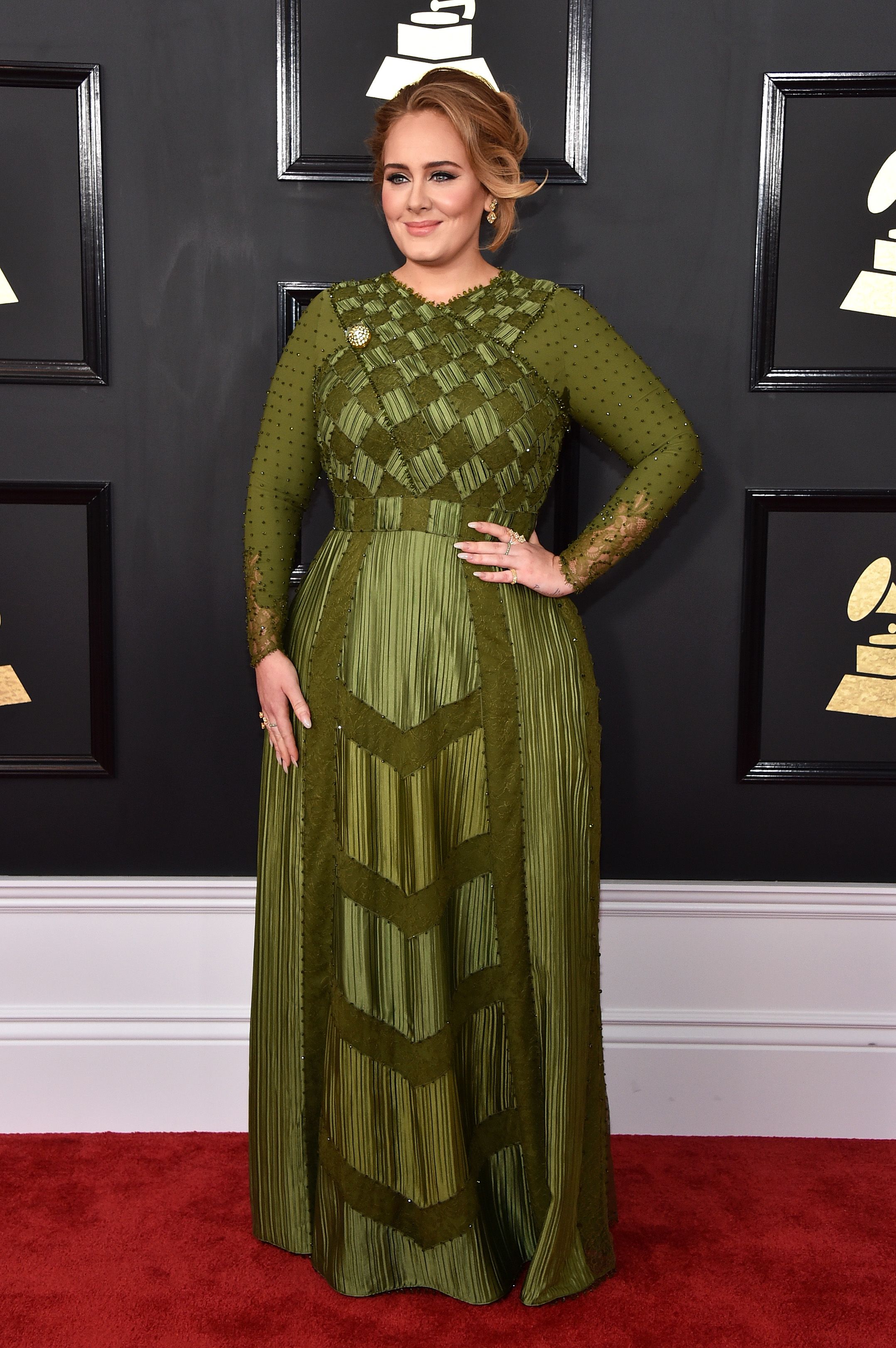Adele Wears Green Givenchy Dress on the Grammys Red Carpet - Adele Grammys  Style