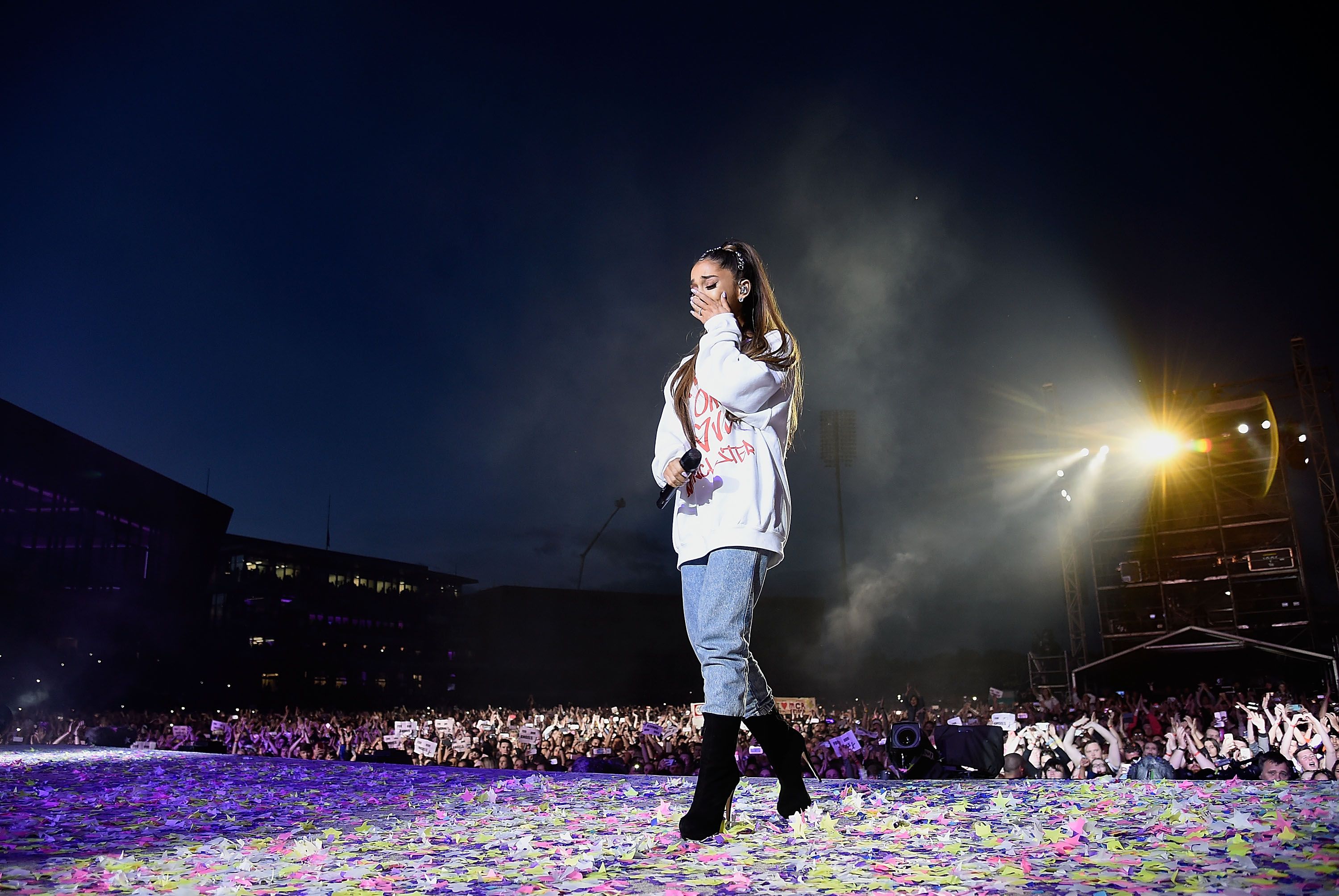Ariana Grande One Love Manchester concert: fans shower Ariana with