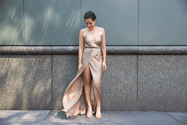 How To Wear A High-Slit Dress Without Baring It All