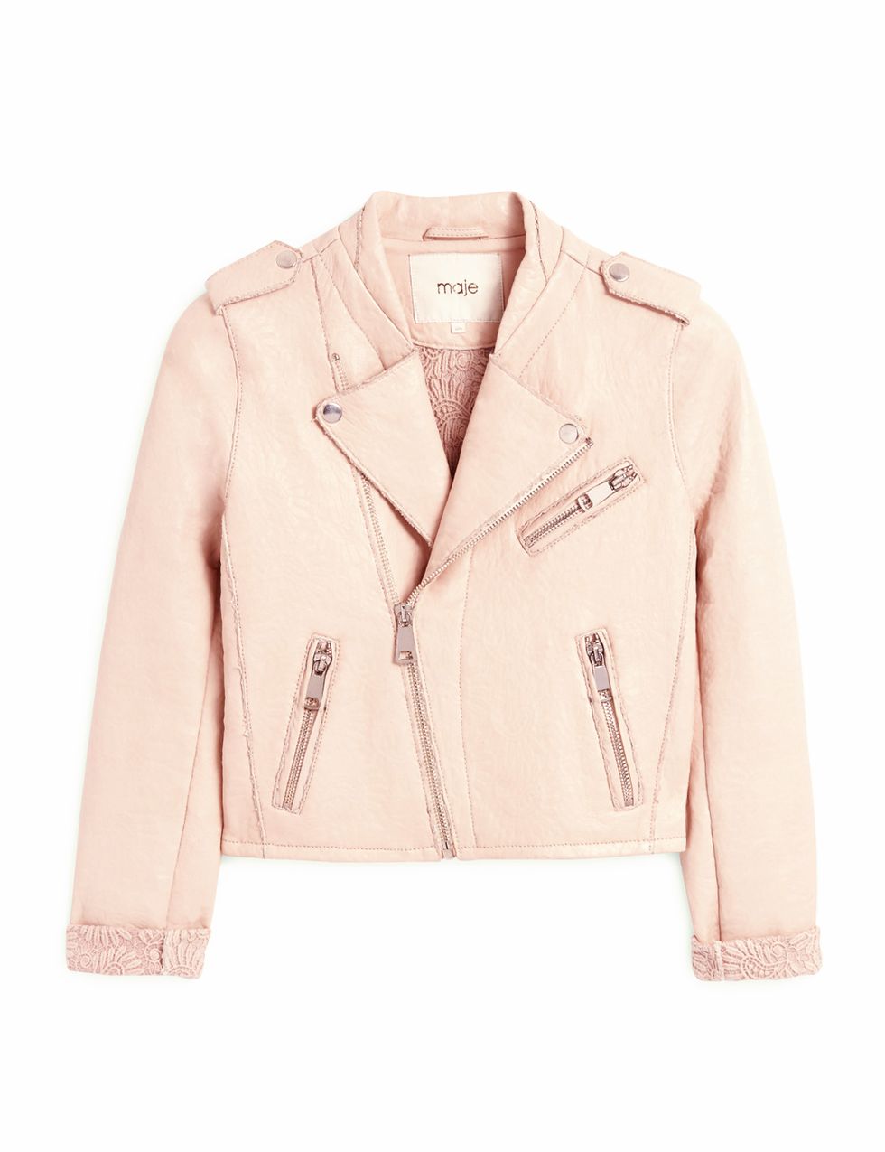 <p>Perfecto de cuero rosa de Maje (475 €). </p>