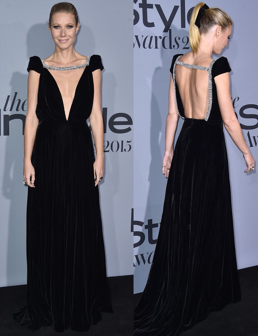 <p>No falla cuando pisa la alfombra roja. <strong>Gwyneth Paltrow</strong> está espectacular con este vestido negro de terciopelo y detalles joya de <strong>Schiaparelli Couture</strong>.</p>