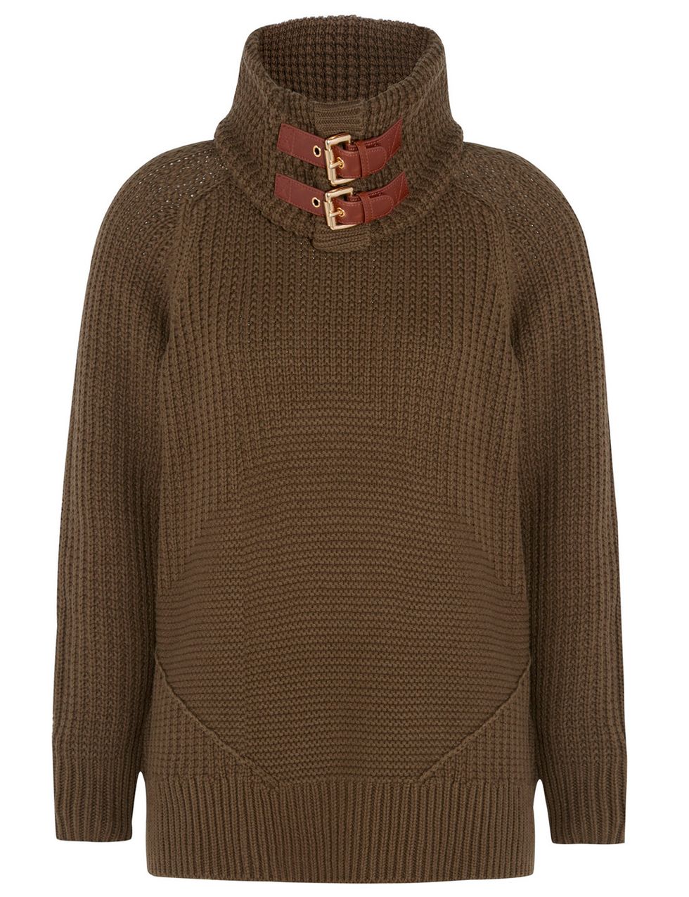 <p>Jersey marrón con detalles de cuero (170 €).&nbsp; </p>