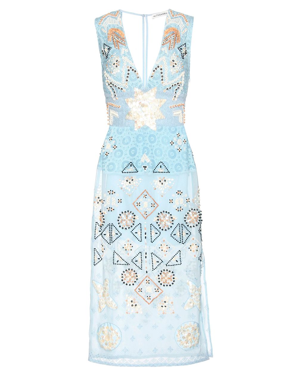 <p>Vestido azul con bordados de pedrería (5.895 €), de Altuzarra para Mytheresa.</p>