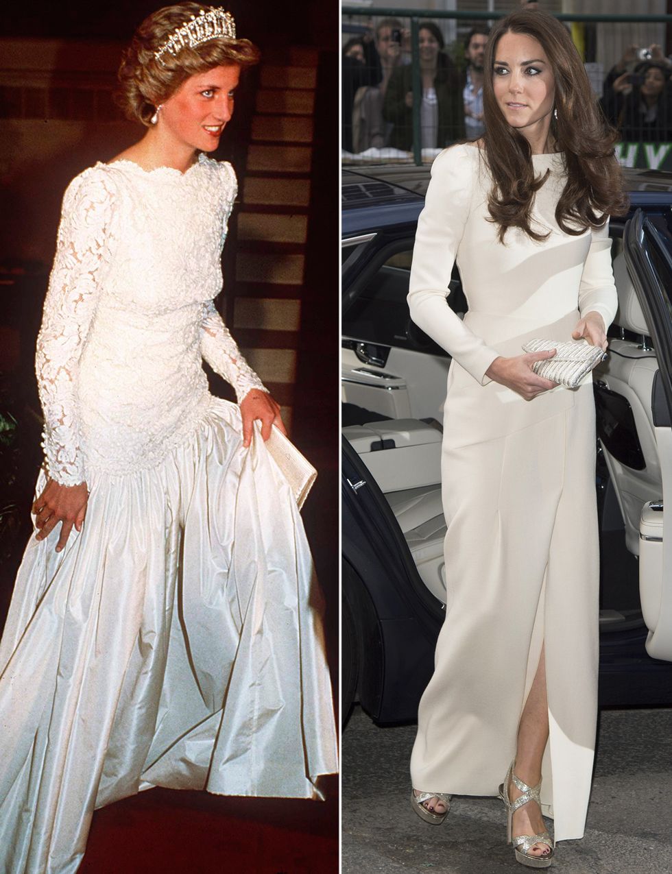 <p>El blanco es un color perfecto para la noche tanto para Diana como para Kate. Eso sí, cada una en su estilo.&nbsp;</p>