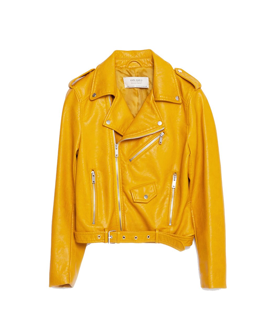 <p>Te presentamos a la prenda estrella. Sí, ésta es la biker de Zara amarilla que llena de color la red. Cuesta 39,90 €.</p>