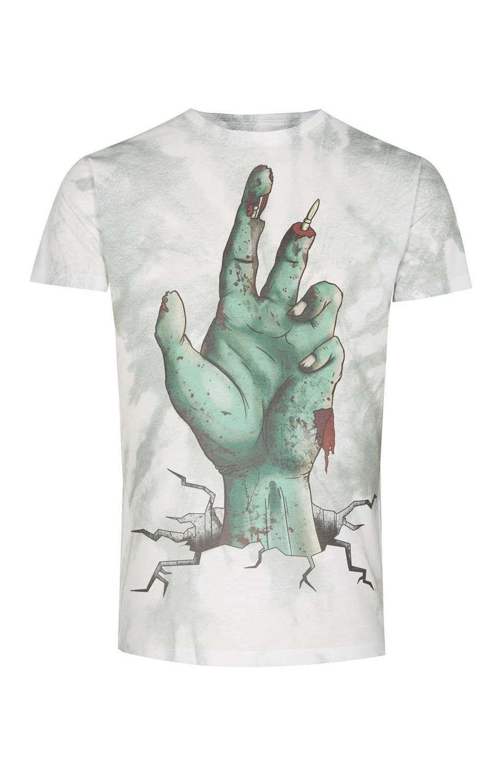 <p>Camiseta con mano zombie estampada, de&nbsp;<strong>Primark&nbsp;</strong>(8 €).</p>