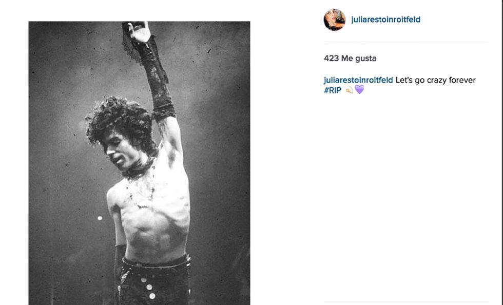 <p>También ha homenajeado al artista con una sencilla frase en su Instagram.&nbsp;</p><p>&nbsp;</p><p>&quot;Volvámonos locos para siempre&quot; #RIP</p>