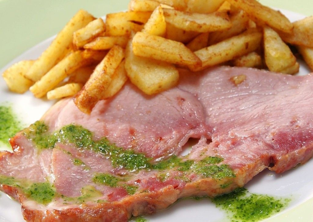 Food, Beef, Fried food, Pork, Meat, French fries, Ingredient, Animal product, Cuisine, Potato, 