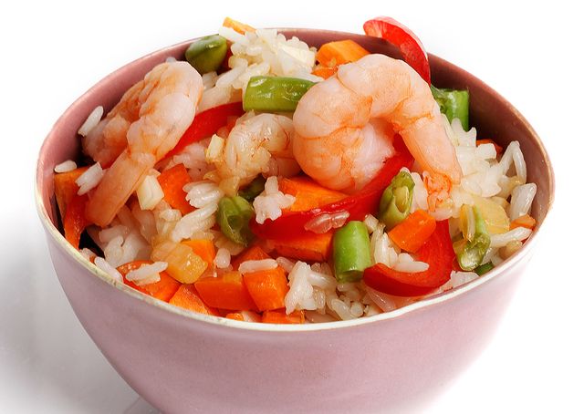 Food, Ingredient, Rice, Arthropod, Recipe, Produce, Orange, Seafood, Jasmine rice, Peach, 