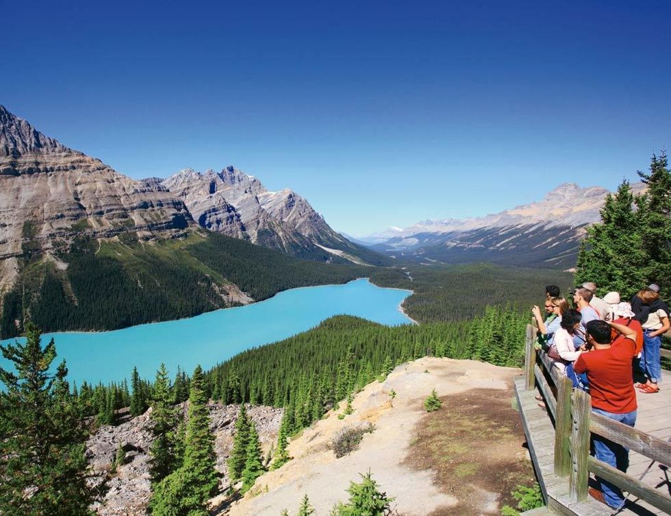 <p>Ubicado en el Parque Nacional Banff, en la provincia de Alberta, el lago Peyto –que tiene forma de cabeza de zorro– es uno de los más célebres de Canadá, y no es de extrañar. Su espectacular tonalidad turquesa se debe a su origen glaciar y a la erosión del agua sobre las rocas. Las mejores épocas para visitarlo, y admirarlo en su máximo esplendor, son la primavera y el verano. Para acceder al lago, tienes que tomar la <a href="http://www.icefieldsparkway.ca" target="_blank">Icefields Parkway</a><a href="http://www.icefieldsparkway.ca" target="_blank">,</a> carretera que atraviesa el corazón de las Montañas Rocosas. Desde el mirador, la vista es impresionante, pero sé uno de los pocos que se atreven a bajar hasta la orilla.&nbsp;<a href="http://travelalberta.com/" target="_blank">http://travelalberta.com</a>.</p>