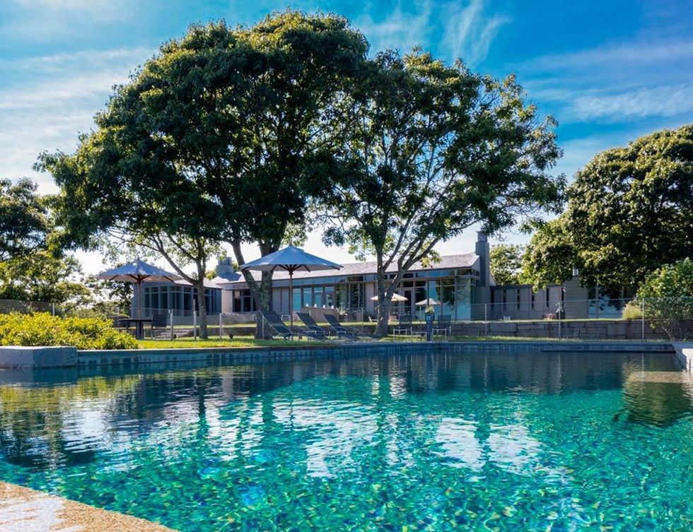 <p>La casa está situada en la zona de Chilmark Pond, donde Steven Spielberg rodó la película Tiburón, y cuenta con esta espectacular piscina rodeada de vegetación.</p>