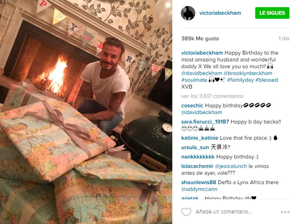 <p>Con este mensaje tan cariñoso y esta tierna imagen, felicitaba Victoria Beckham a travé s de Instagram el 41 cumpleaños a David Beckham. ¡Nos encanta!</p>