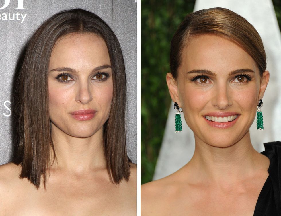 <p><strong>Natalie Portman</strong> se pasa con el efecto ultraliso en un peinado que no le favorece en absoluto. La preferimos con una melena más natural o recogidos pulidos pero más sueltos. </p>