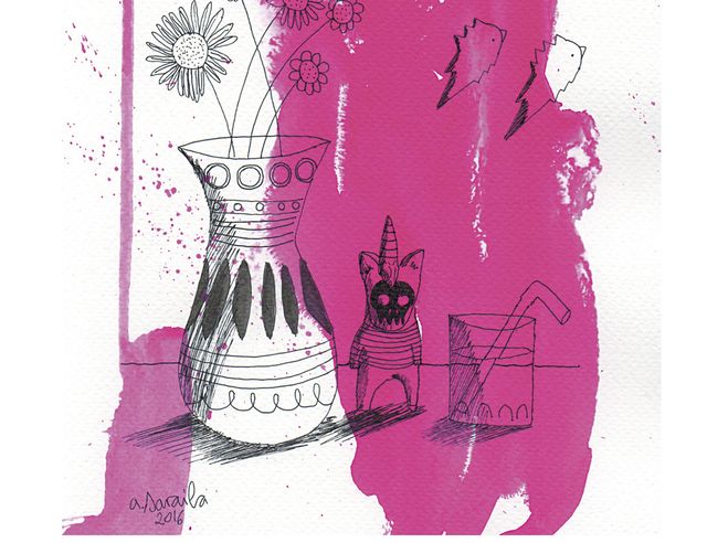 Ilustración Pink Kitchen de Aitor Sarabia