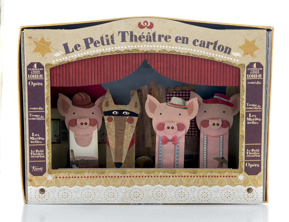 <p>Teatro de cartón de los tres cerditos de <a href="http://www.lacentral.com/" target="_blank"><strong>La Central</strong></a> (14,71 €).</p>