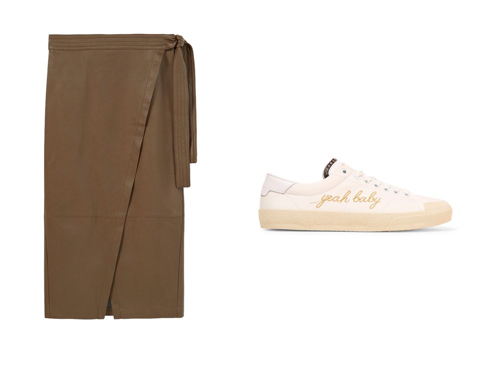 <p>Una de nuestras mezclas favoritas, la falda tipo 'paperbag' con sneakers.</p>
