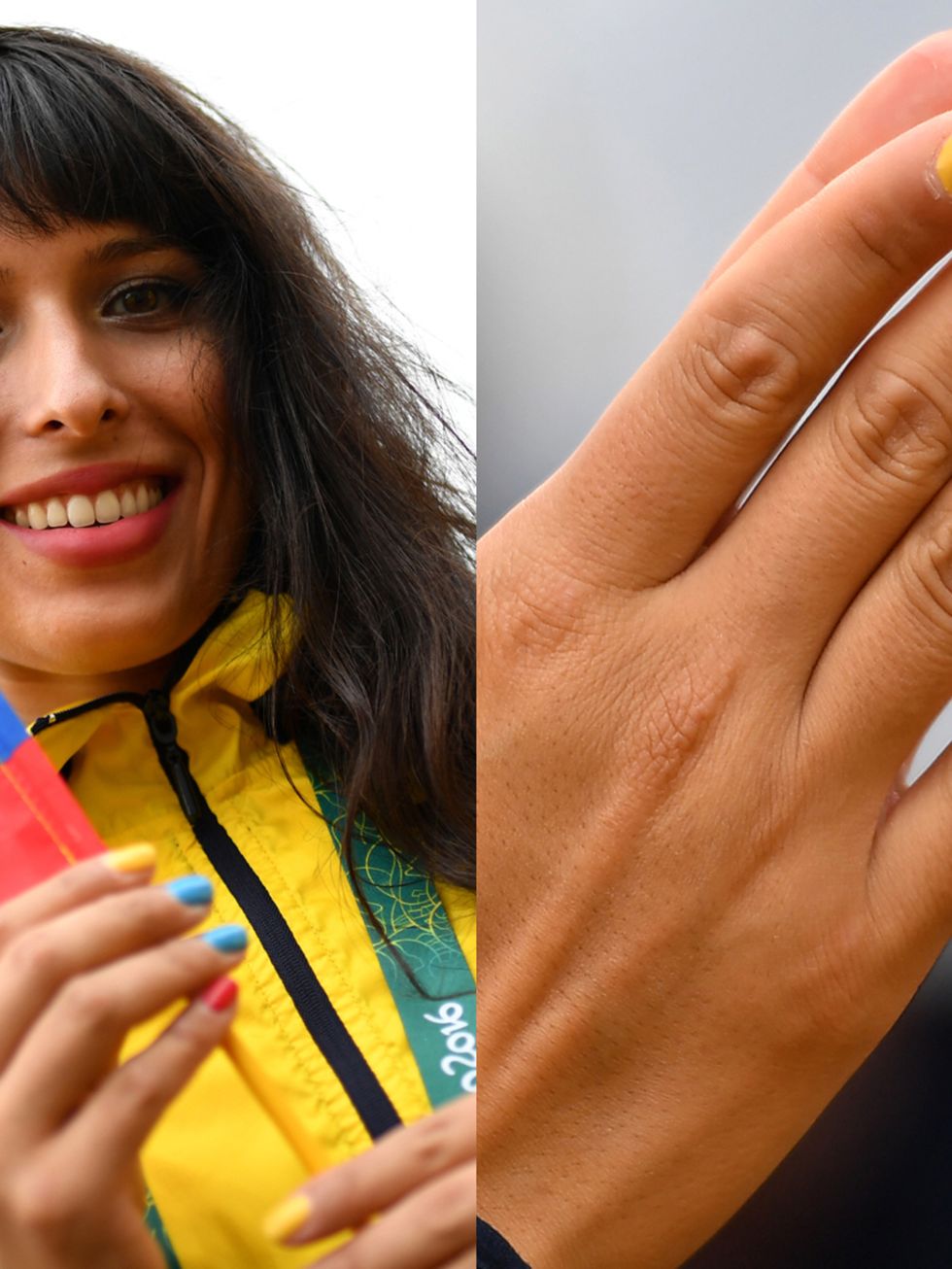 <p>La esgrimista colombiana&nbsp;<strong>Saskia Loretta Van Erven</strong>, con los colores de la bandera de su país durante el acto de inauguración de los Juegos.&nbsp;</p>
