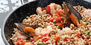 Food, Ingredient, Cuisine, Rice, Recipe, Dish, Staple food, Produce, Paella, Bowl, 