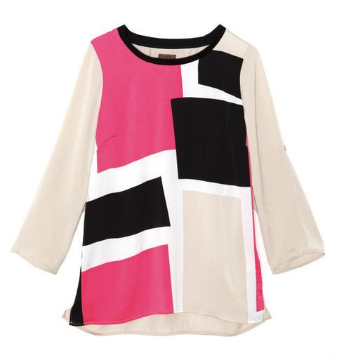 <p>Esta blusa de seda de <strong>Cortefiel</strong> (49,99 euros) seguro será la preferida de los amantes del cubismo. Busca tu camino entre sus rectángulos fucsia, blanco y negro. &nbsp;</p>