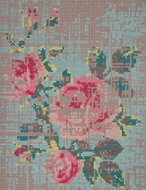 <p>Alfombra de lana Flower: punto de cruz en la era digital. De Charlotte Lancelot by Gan. </p>