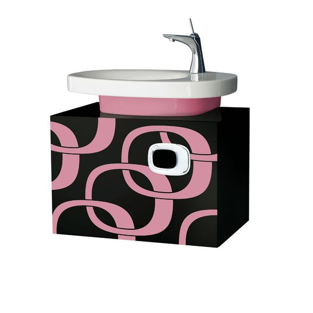baños en rosa, negro y blanco