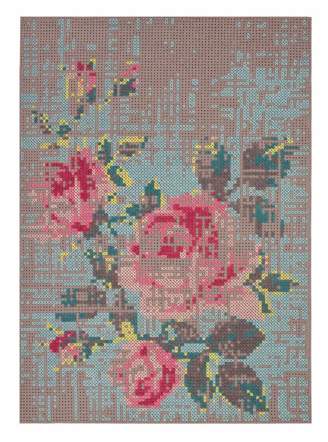 <p>La alfombra Canevas flowers, de Gan, por su singular mix de materiales: lana y fieltro.</p>