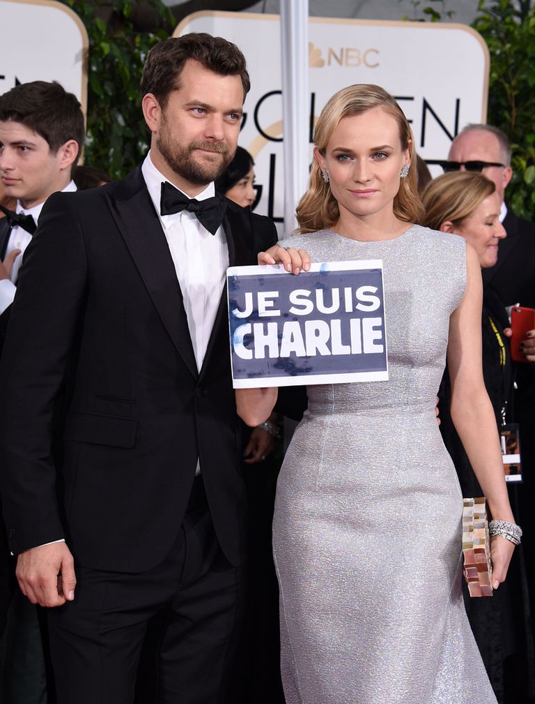 <p>La pareja <strong>Diane Kruger</strong> y <strong>Joshua Jackson</strong>&nbsp;mantuvieron, a su paso por el 'photocall', el cartel '<strong>Je suis Charlie</strong>', una muestra de solidaridad con los hechos ocurridos en París.</p>