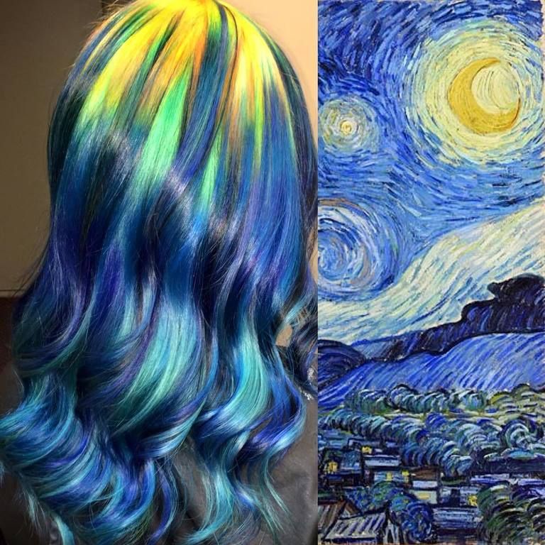 <p>&quot;La Noche Estrellada&quot;, de Van Gogh, fue la primera obra de arte que Ursula versionó con tinte. </p>