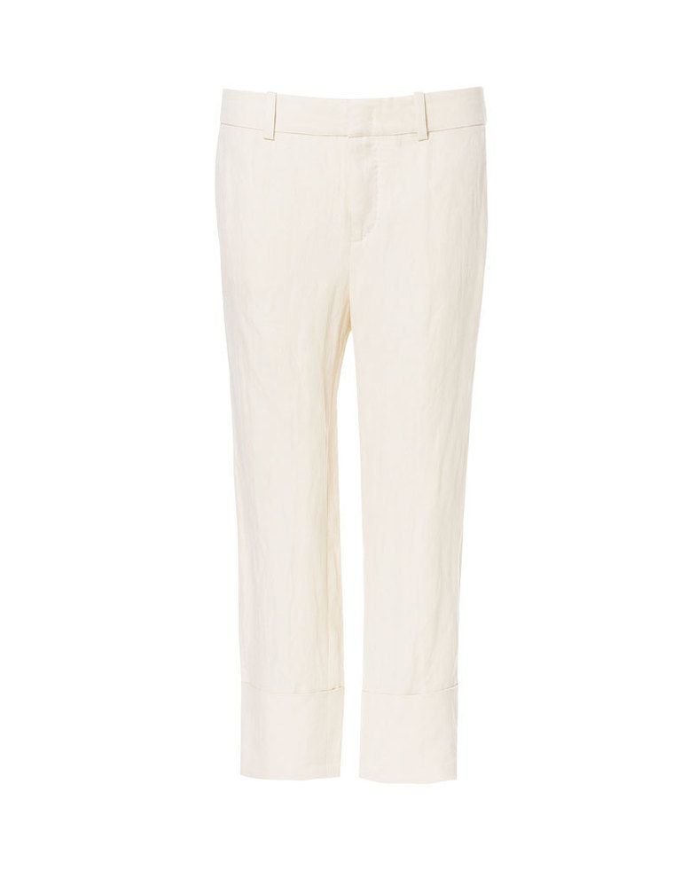 <p>Pantalones capri anchos de color crudo de Zara.</p>