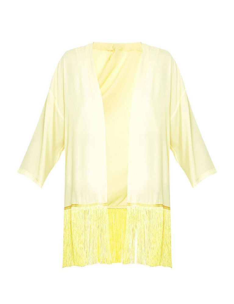 <p>Kimono amarillo con flecos de&nbsp;Cayro para ElArmariodelatele.com</p>