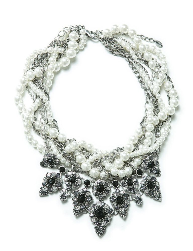 <p>Nos encanta este collar de perlas y diamantes de <strong>Zara</strong>, combínalo con un 'total black'.</p>