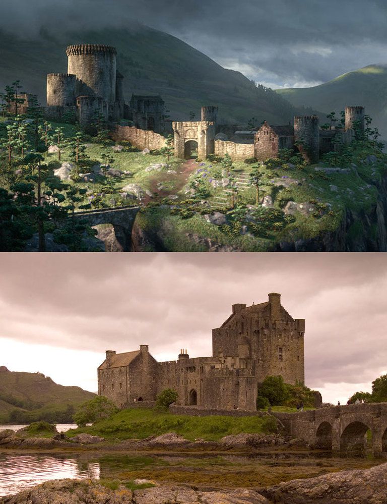 <p>Otra de las señas de identidad de Escocia son sus castillos. El equipo de producción de la película visitó muchos para crear su propio hogar familiar para Merida y la familia DunBroch. El <strong>Castillo de Eilean Donan</strong> tuvo un especial impacto en el equipo: construido originalmente a mediados del siglo XIII, el castillo está ubicado en una isla donde convergen tres lagos, dando al castillo una mayor sensación de magnificencia. Otro de los más famosos es el <strong>castillo de Balmoral,</strong> situado en Aberdeenshire, una gran propiedad que ha sido una de las residencias de la realeza británica desde 1852, cuando fue comprada por la Reina Victoria y el Príncipe Alberto. Desde 1987, una ilustración del castillo ocupa un lugar de honor en el reverso de los billetes de 100&nbsp;￡ emitidos por el Banco Real de Escocia.</p>